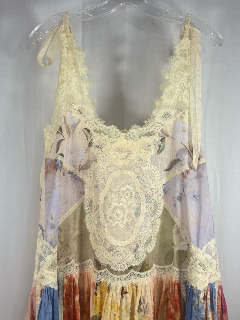 EUC ZIMMERMANN Lace Trim Ivory Tie-Shoulder Babydoll Dress / nightie Size 0 - Picture 9 of 10